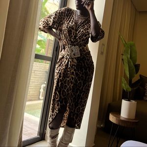 Cinched front Leopard Print Dress